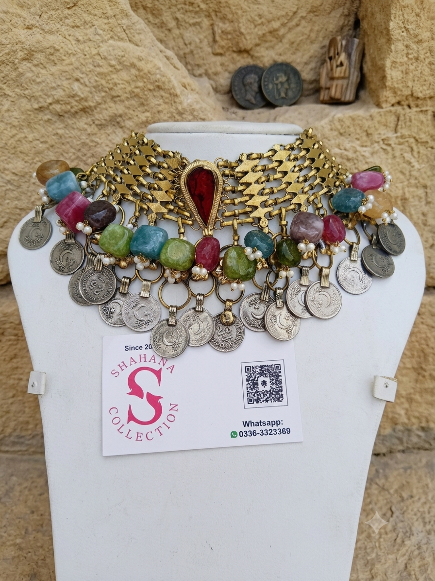 Vintage style Choker Semi Precious Stones