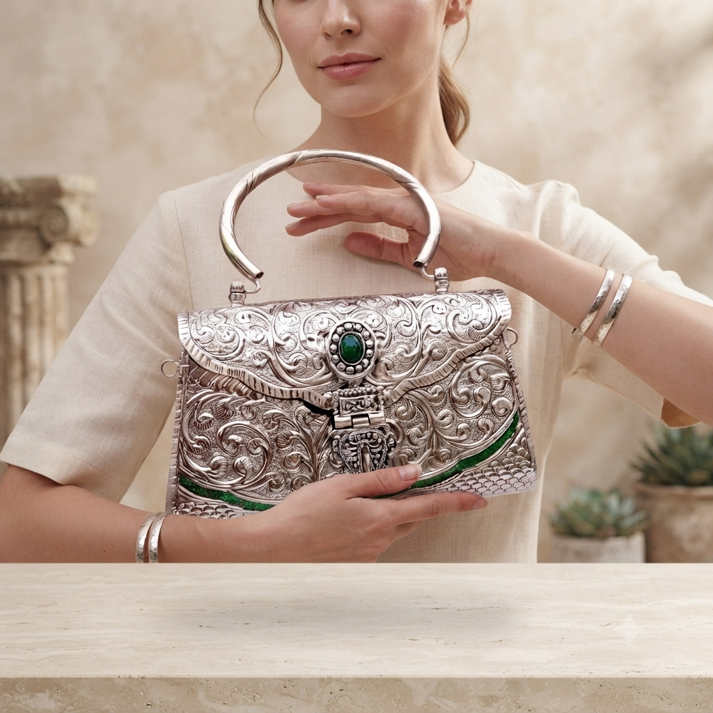 Zarmina Silver Clutch