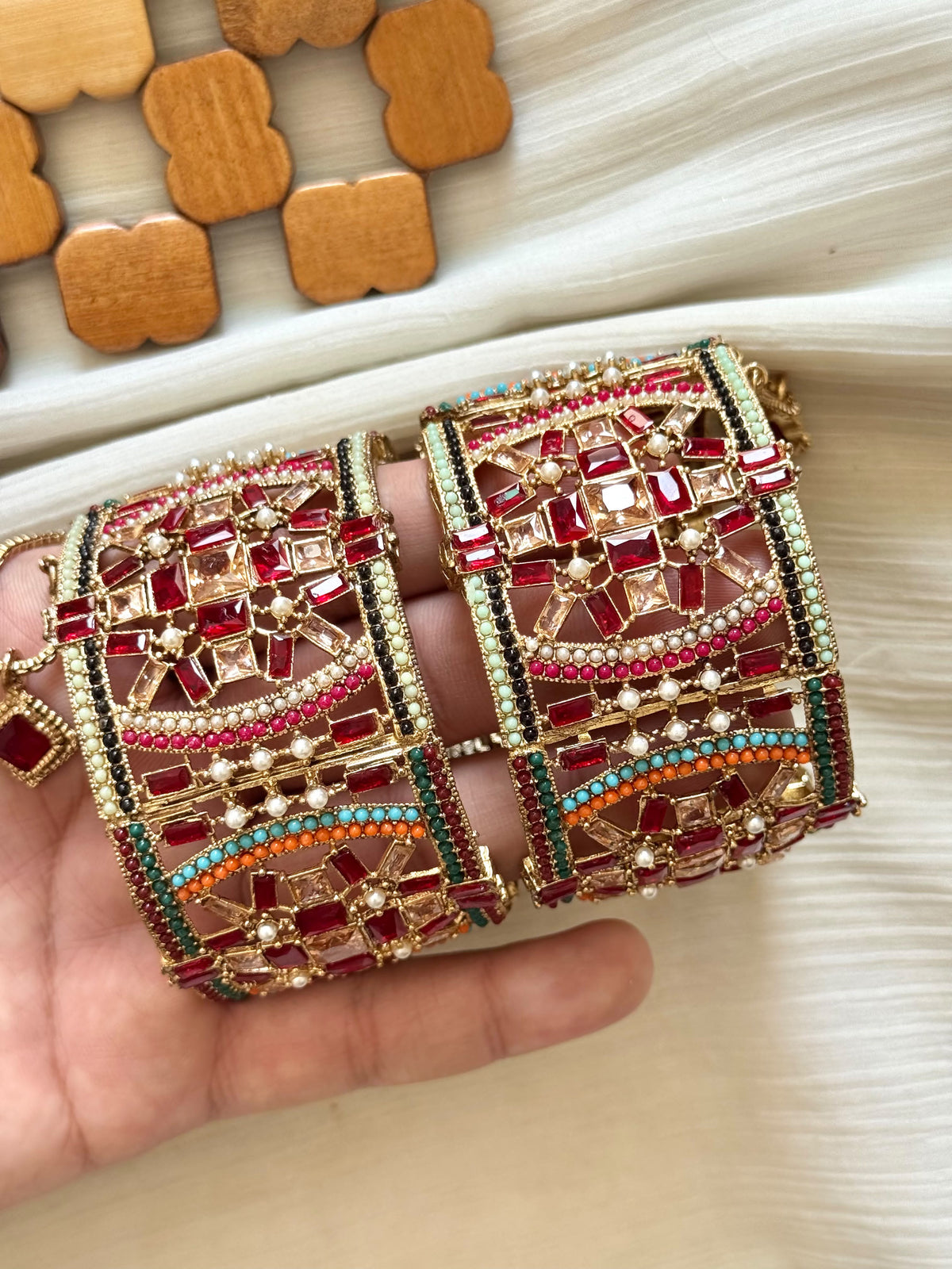 Mahrani zircons bangles pair adjustable size