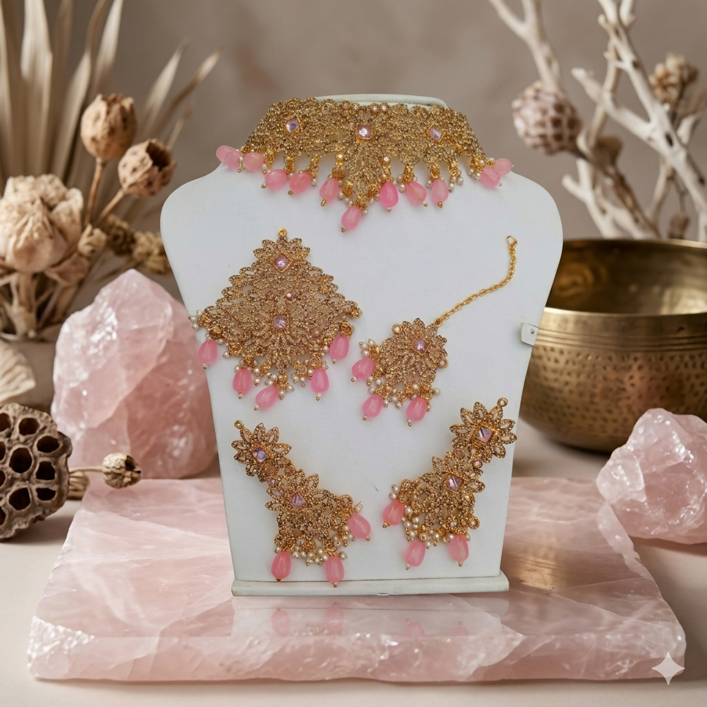 Pink & Golden Choker Set