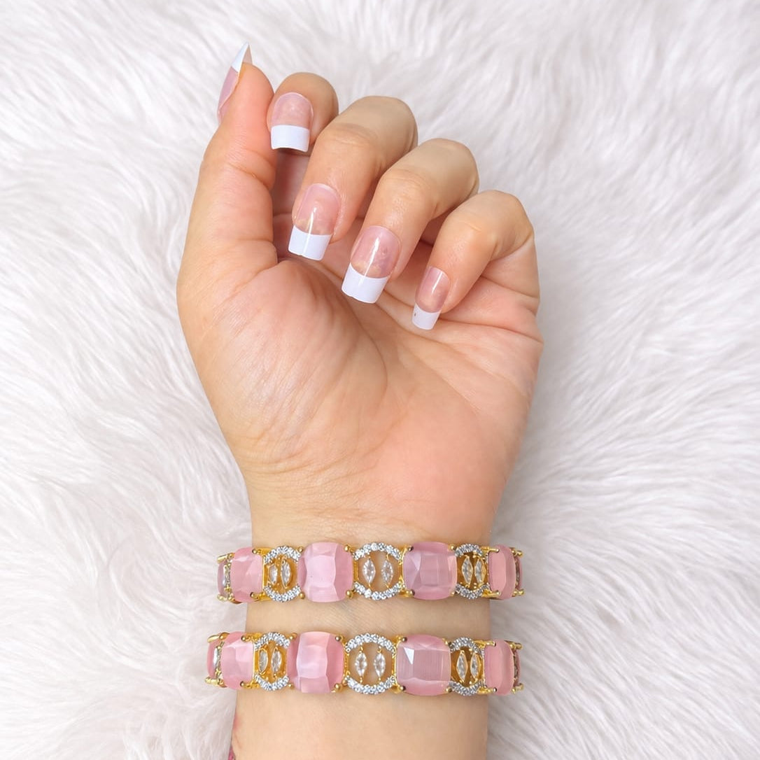 Pink Rose Gold Plated Kara Pair