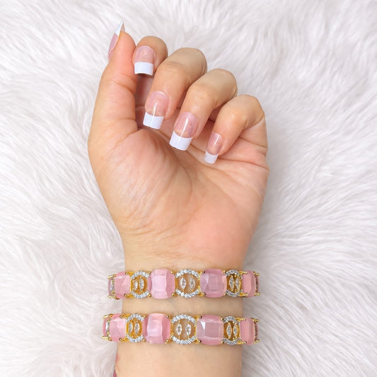 Pink Rose Gold Plated Kara Pair