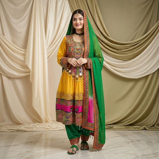 3 PC's Chiffon Fabric Stitched Frock