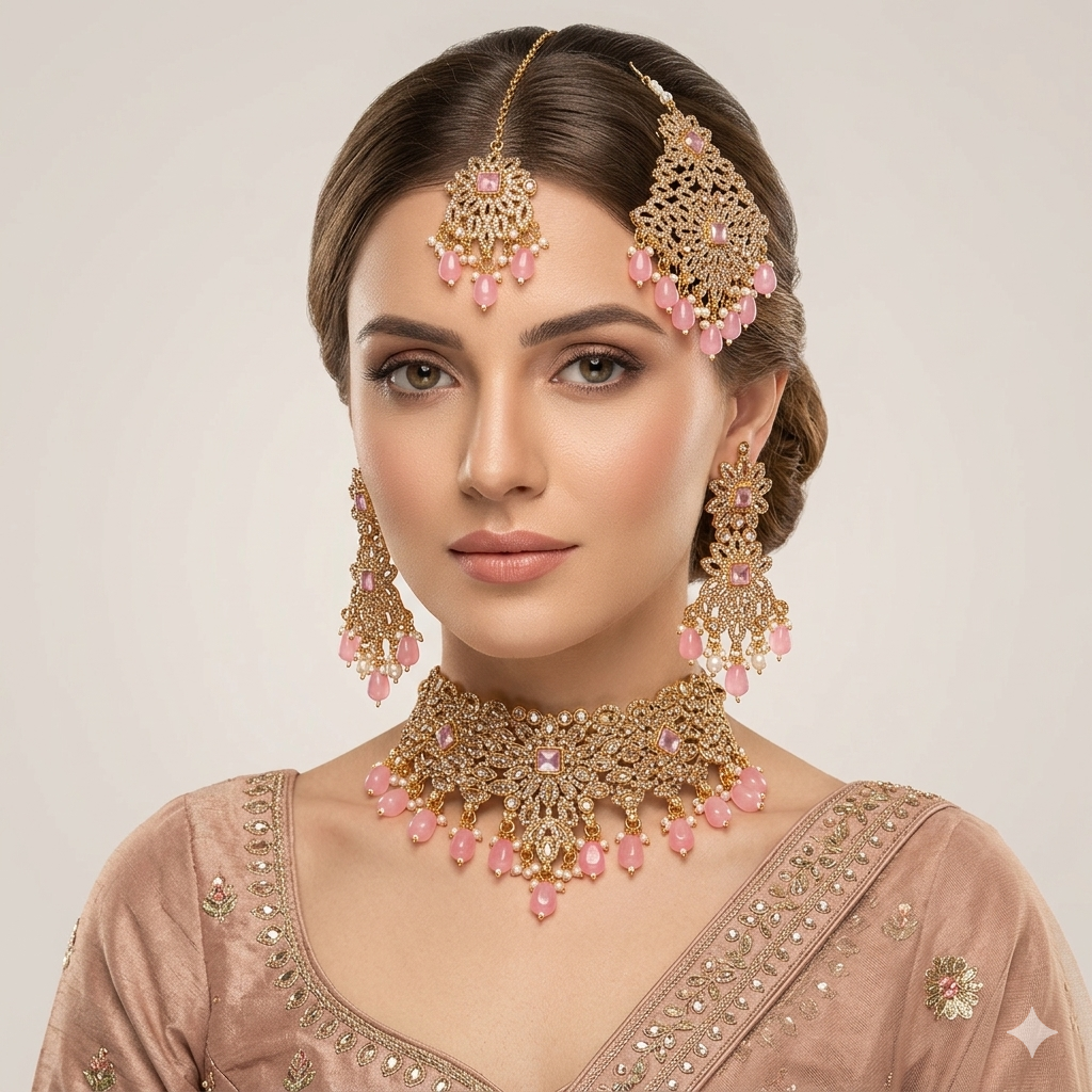 Pink & Golden Choker Set