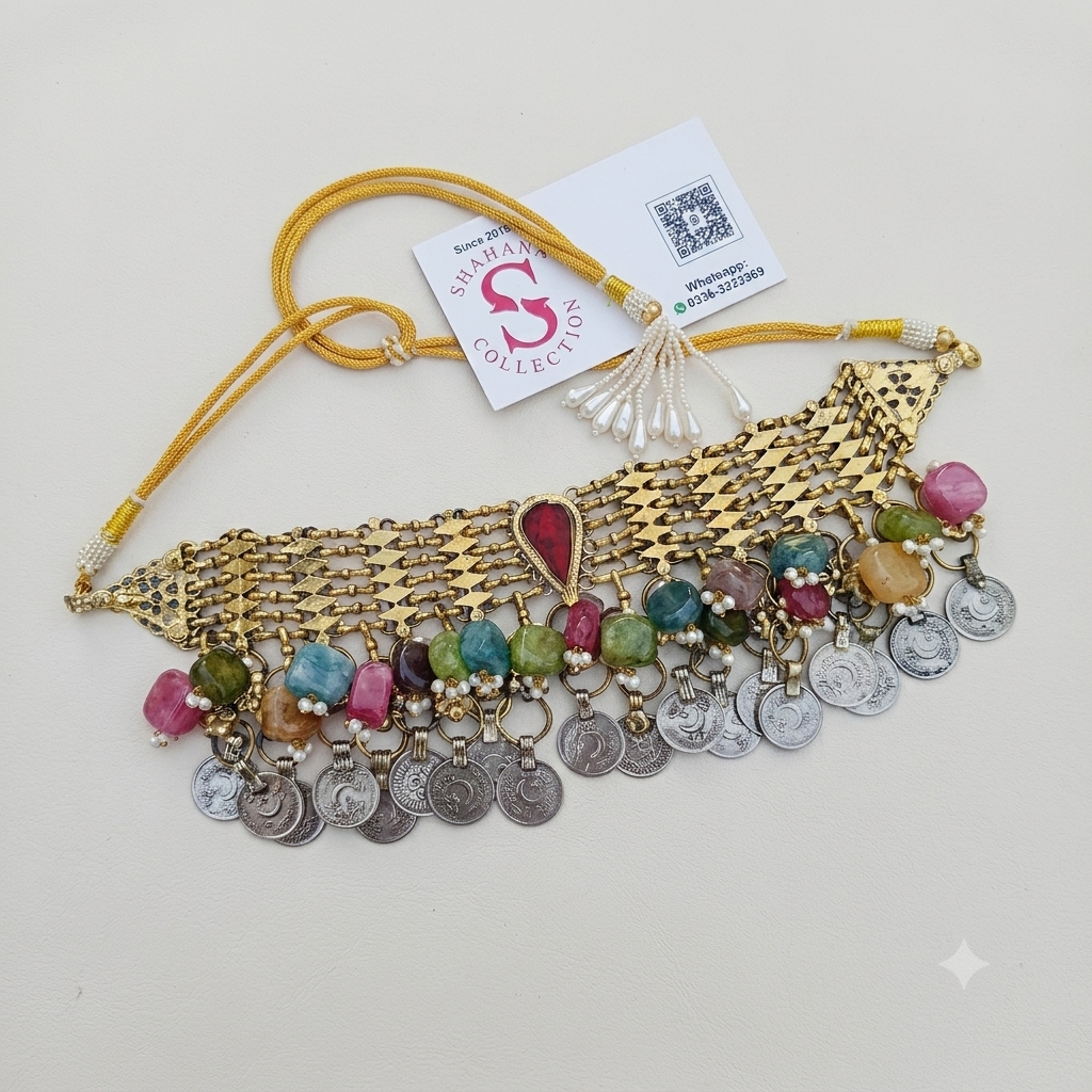 Vintage style Choker Semi Precious Stones