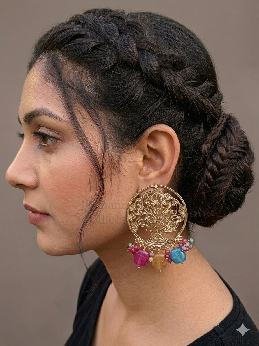 Opal Radiance Semi Precious stones Earrings