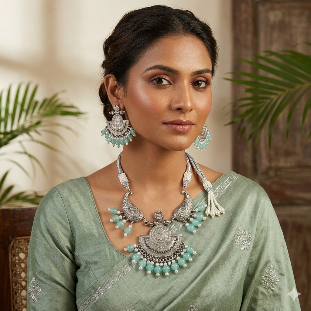 Daulat e Hussen  Semi Precious stones necklace and Earrings