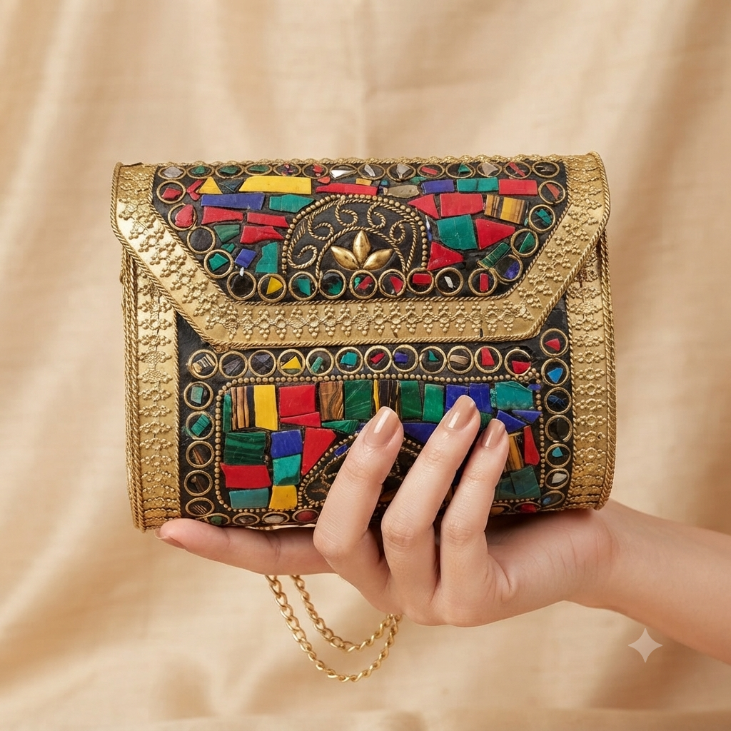 Kaleidoscope" Stone Clutch medium size