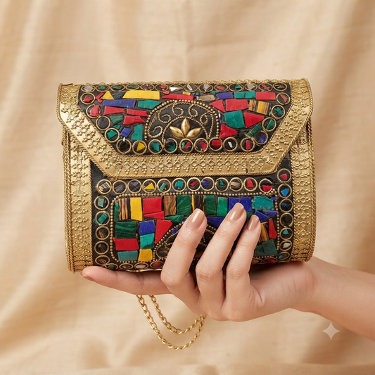 Kaleidoscope" Stone Clutch medium size