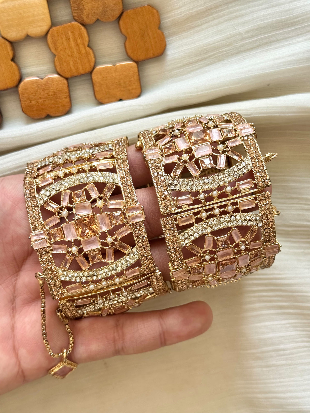 Mahrani zircons bangles pair adjustable size
