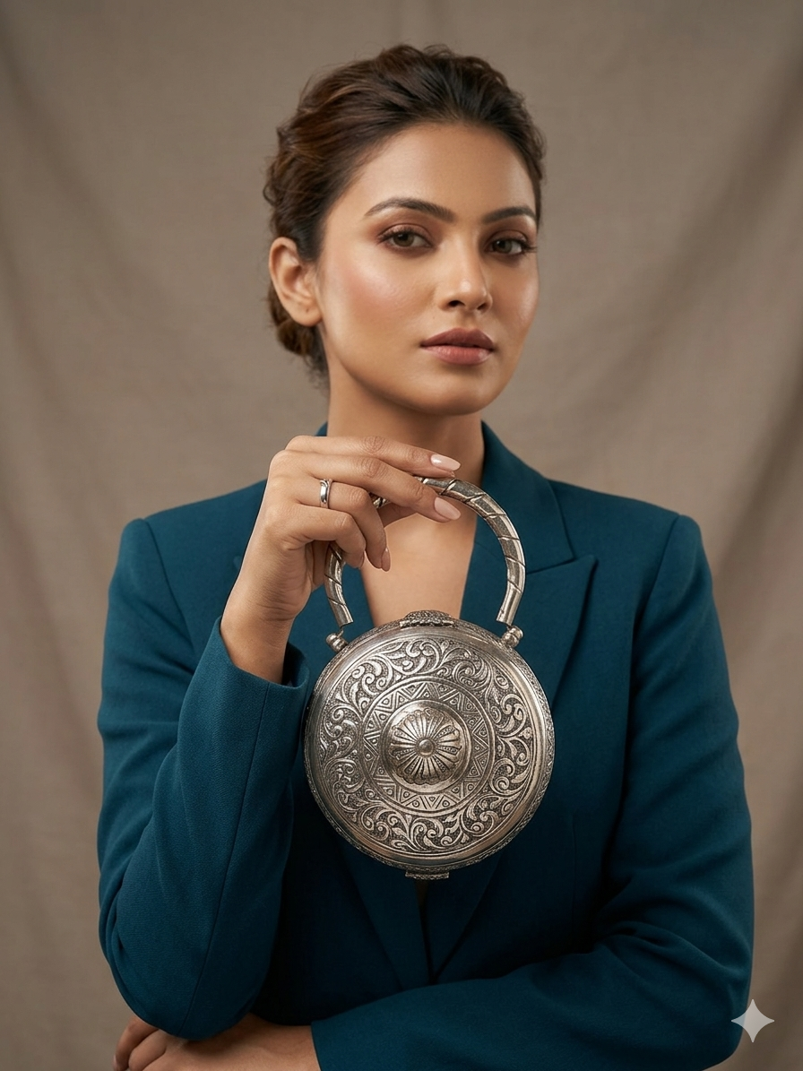 Silver Bun Clutch
