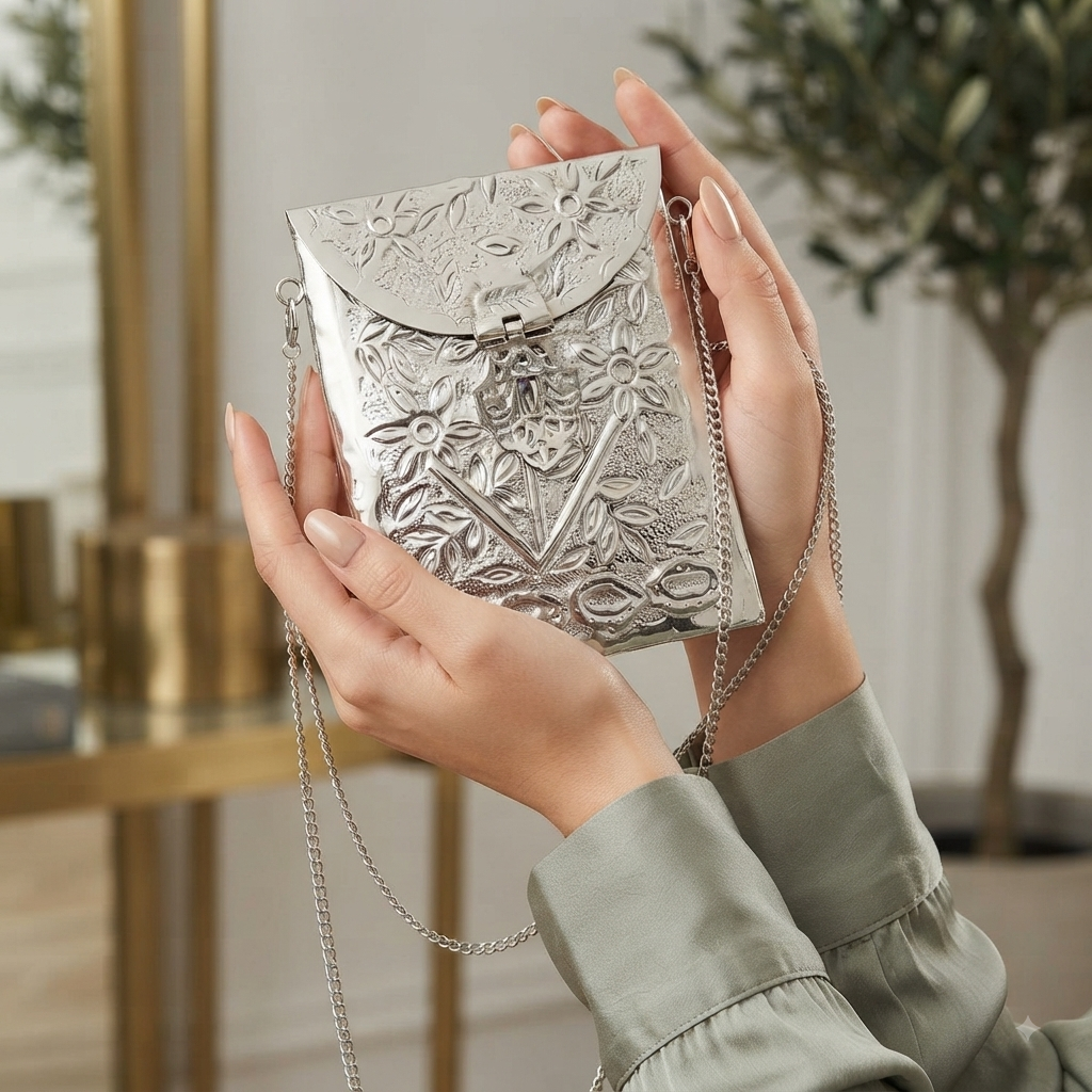 Aurelia Silver Clutch medium