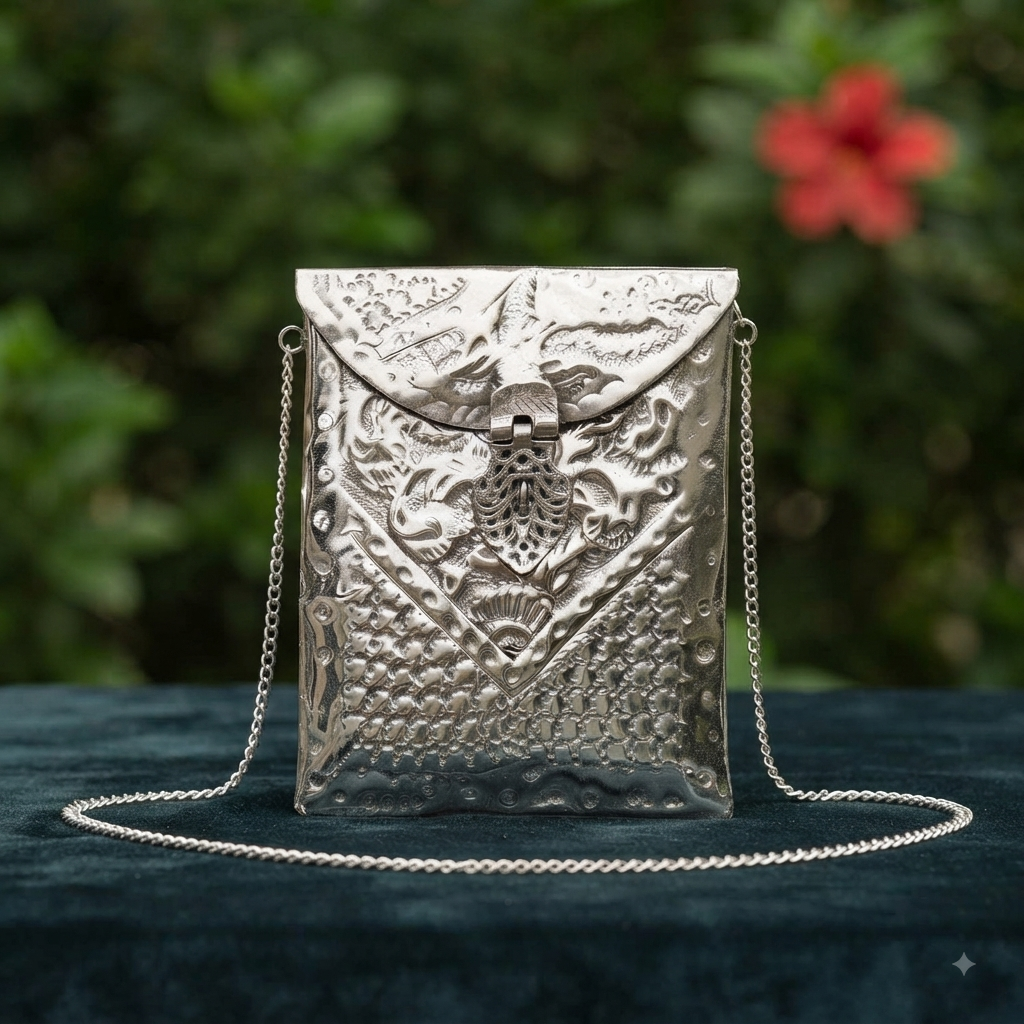 Serena Silver Clutch