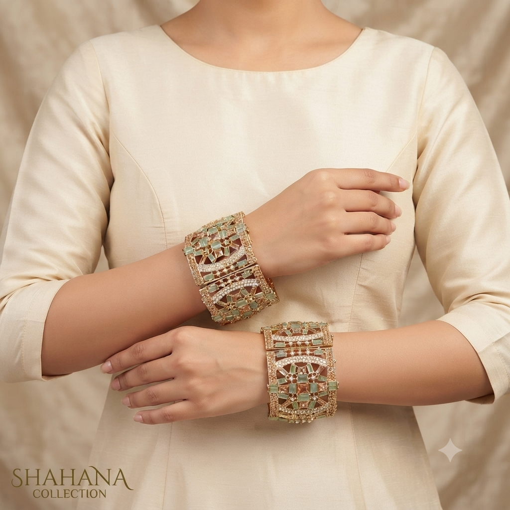 Mahrani zircons bangles pair adjustable size