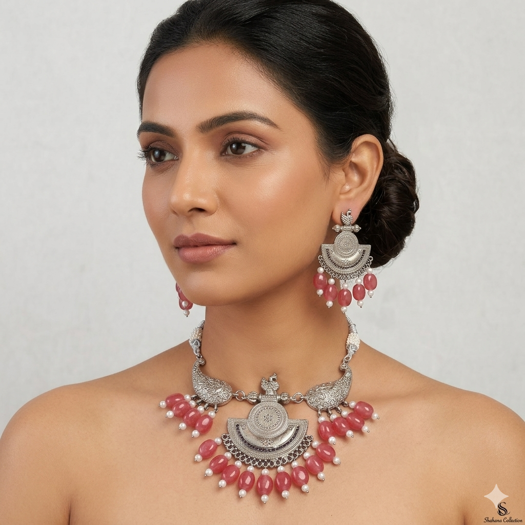 Daulat e Hussen  Semi Precious stones necklace and Earrings