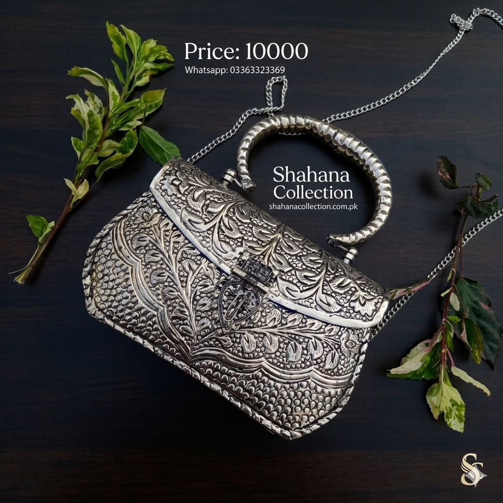 Silver Polish Metal Clutch
