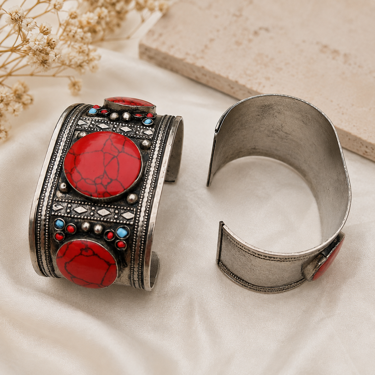 Red Mirage single Cuff & Ring Set