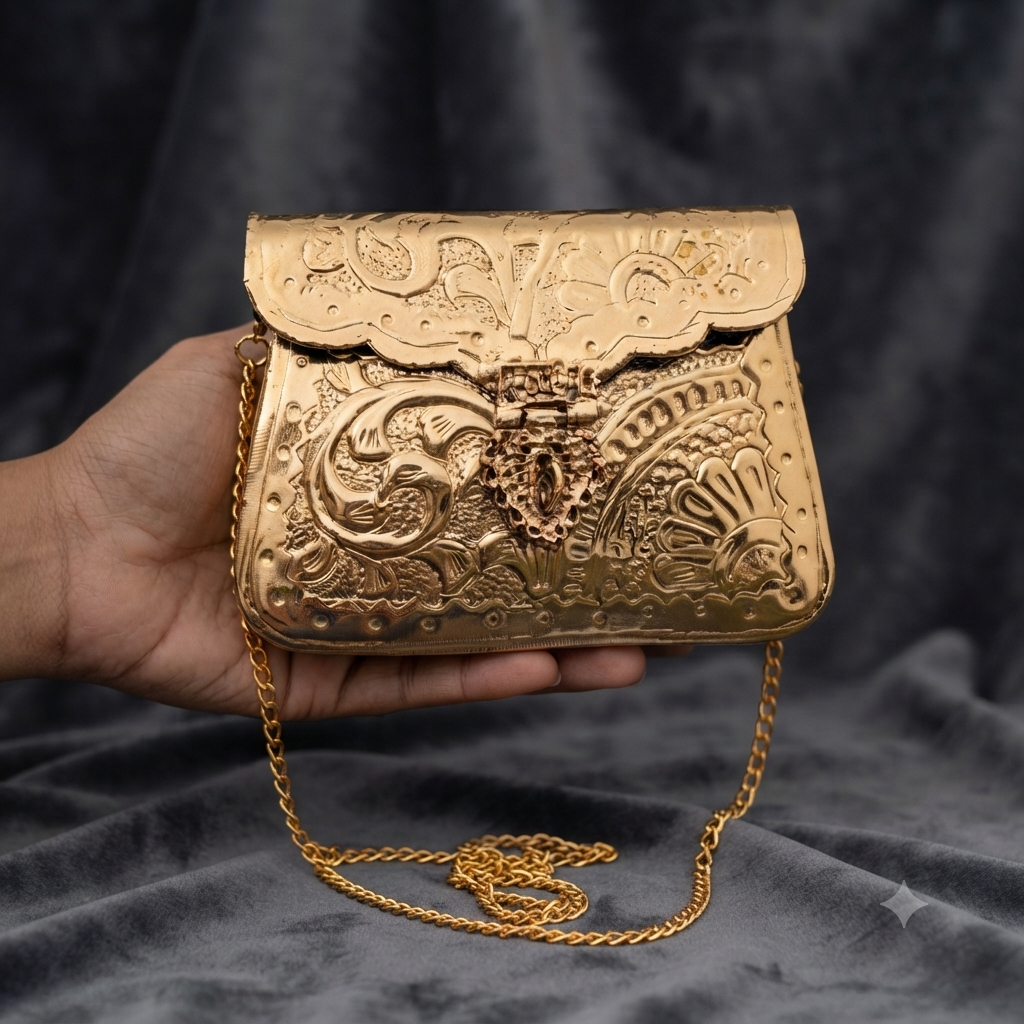 Gilded Charm Clutch Golden