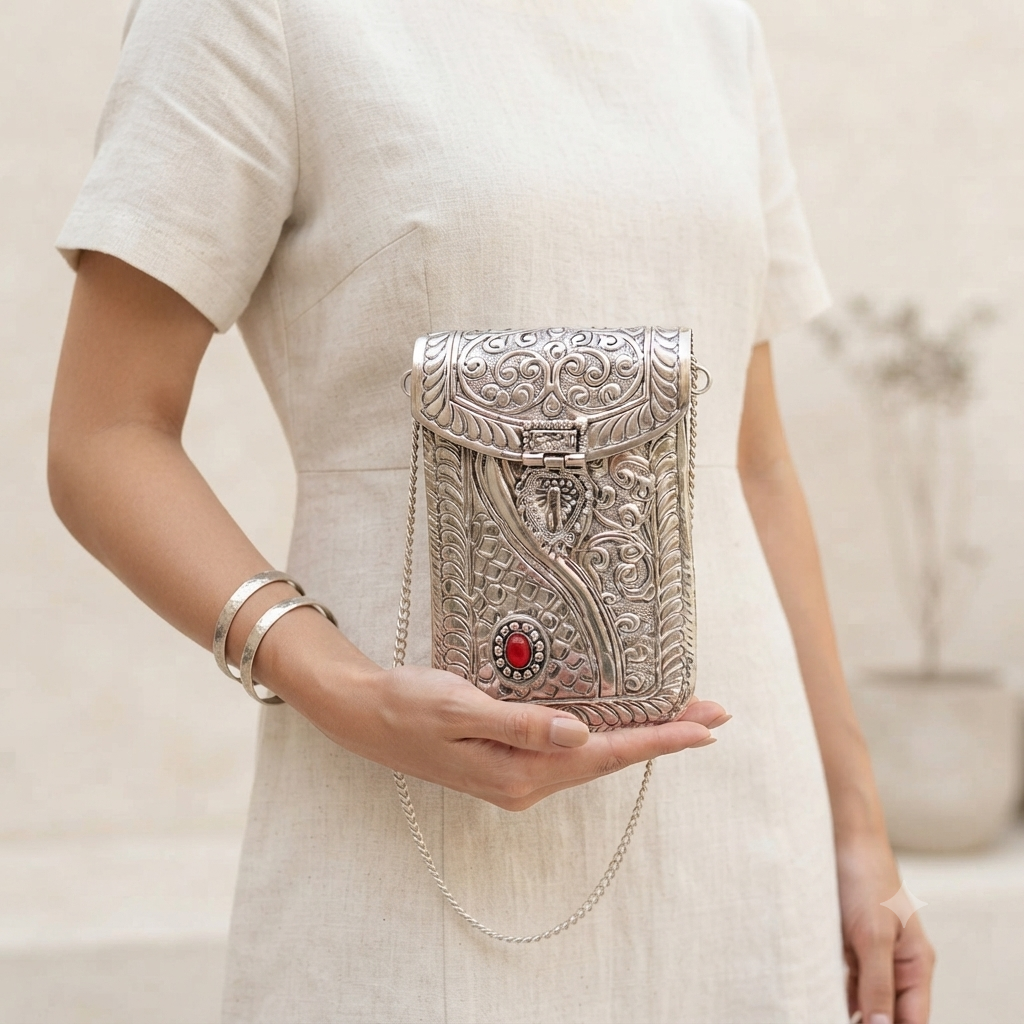 Mystic silver clutch