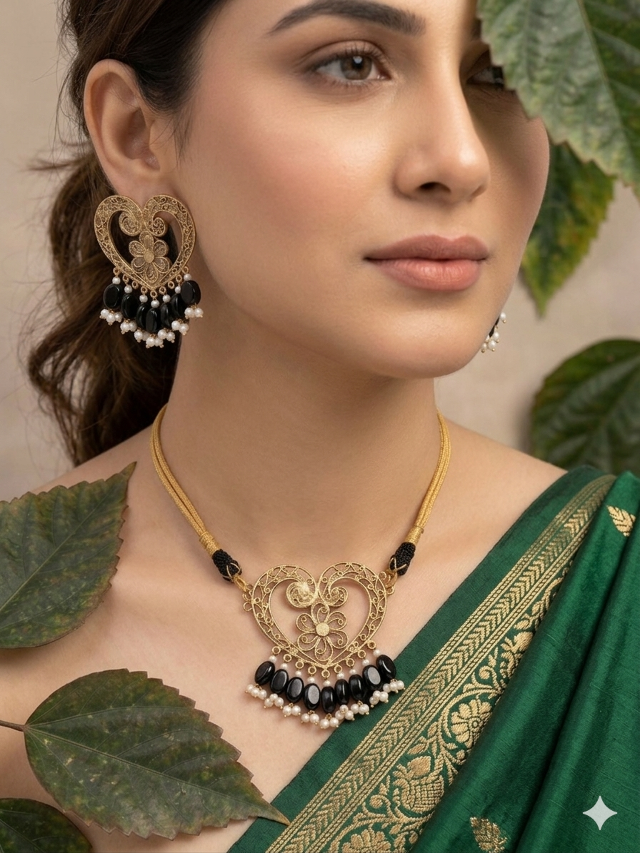 Black Whisper Earrings and Choker
