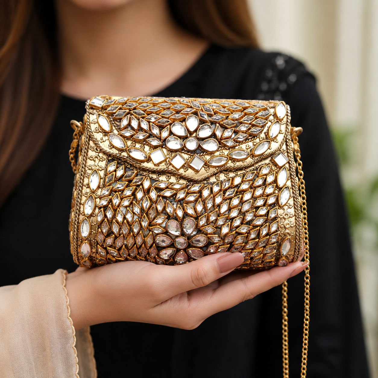 Zarmina Kundan small Clutch