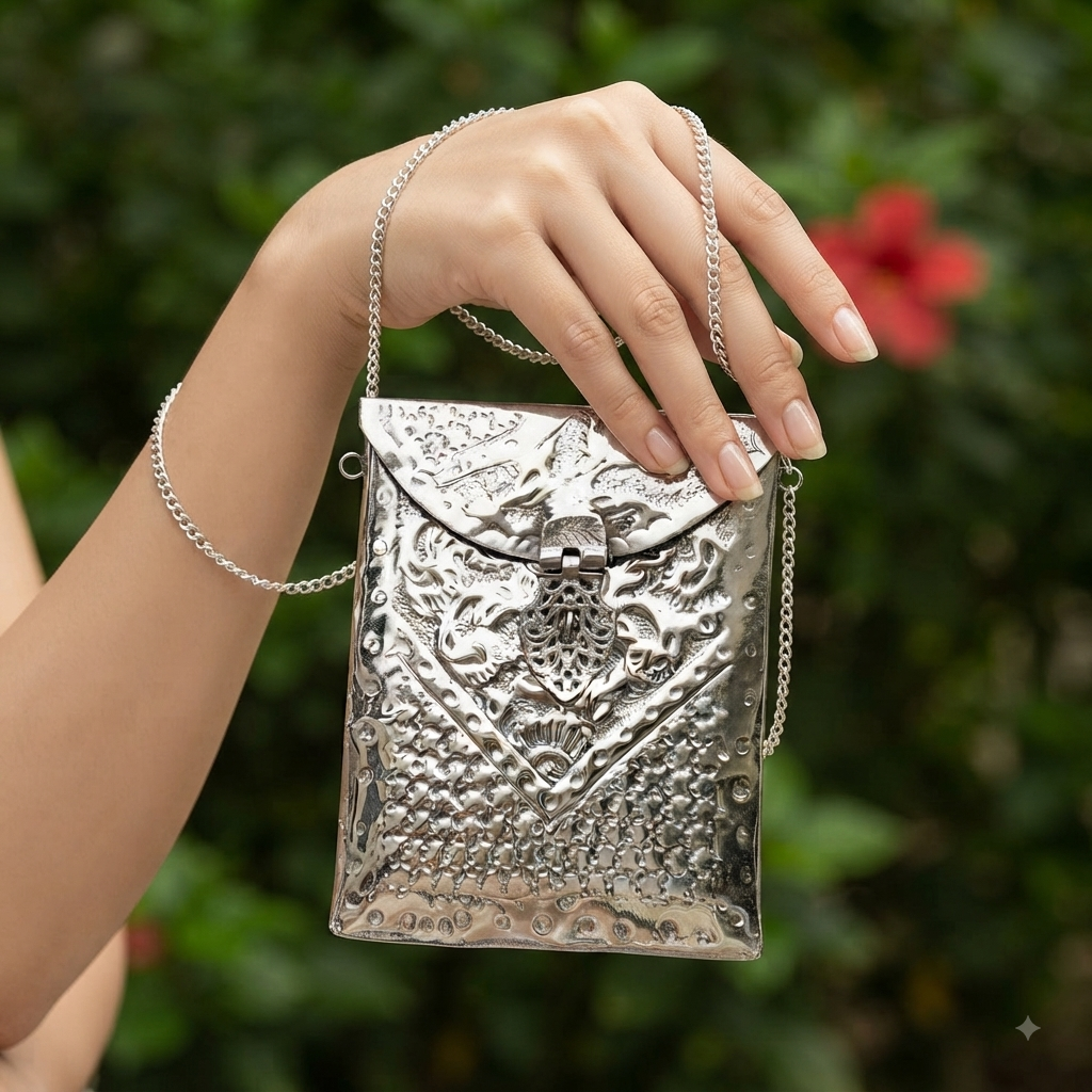 Serena Silver Clutch