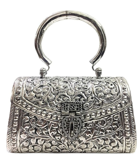 Silver Polish Metal Clutch